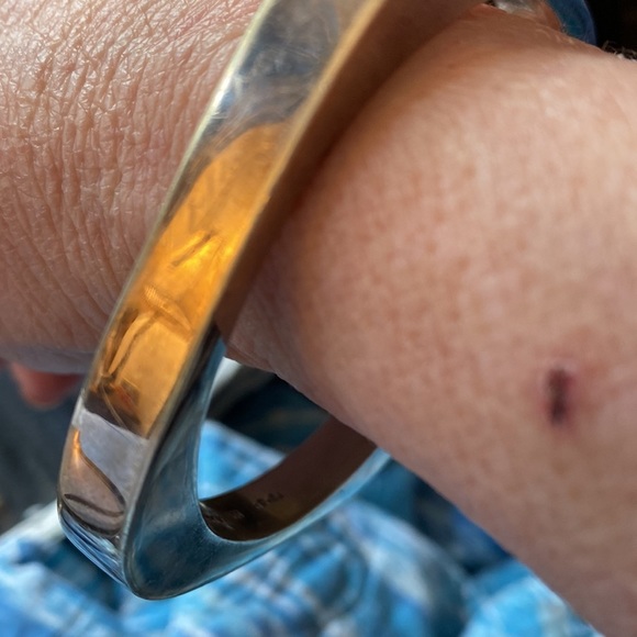 Rectangle Sterling Silver 925  bangle  marked MexicoTD 54 also marked - Picture 10 of 11